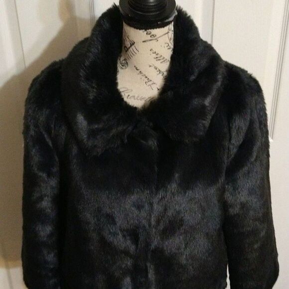 Vigoss faux fur coat Black Md Vintage Classy Party Y2k - Picture 3 of 11